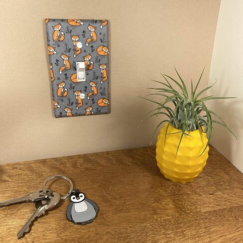 Cute Fox Light Switch Cover Plate Woodland Nursery Decor Handmade Baby Gift Wall Art Decoration (White - Single Standard Toggle) in Saudi Arabia