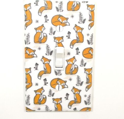 Cute Fox Light Switch Cover Plate Woodland Nursery Decor Handmade Baby Gift Wall Art Decoration (White - Single Standard Toggle) in Saudi Arabia