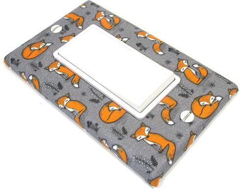 Cute Fox Light Switch Cover Plate Woodland Nursery Decor Handmade Baby Gift Wall Art Decoration (White - Single Standard Toggle) in Saudi Arabia