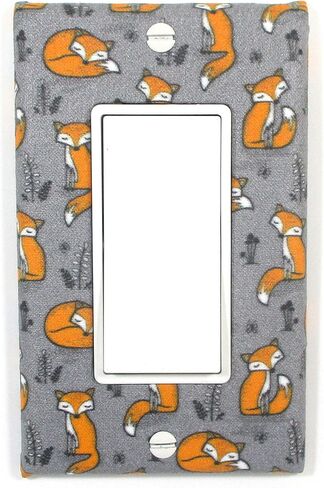 Cute Fox Light Switch Cover Plate Woodland Nursery Decor Handmade Baby Gift Wall Art Decoration (White - Single Standard Toggle) in Saudi Arabia