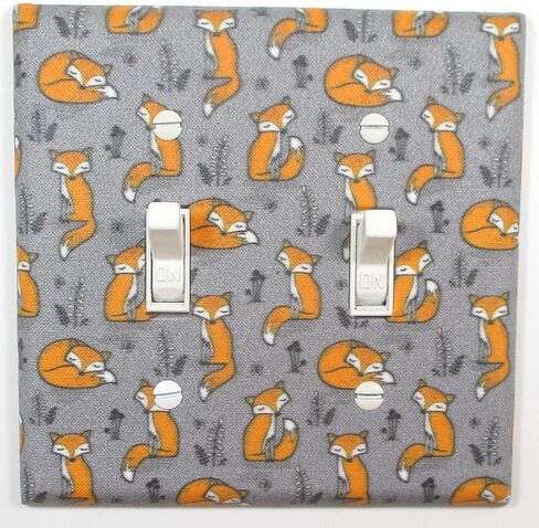 Cute Fox Light Switch Cover Plate Woodland Nursery Decor Handmade Baby Gift Wall Art Decoration (White - Single Standard Toggle) in Saudi Arabia