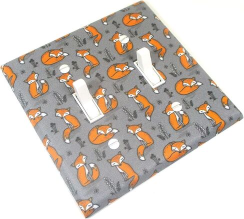Cute Fox Light Switch Cover Plate Woodland Nursery Decor Handmade Baby Gift Wall Art Decoration (White - Single Standard Toggle) in Saudi Arabia