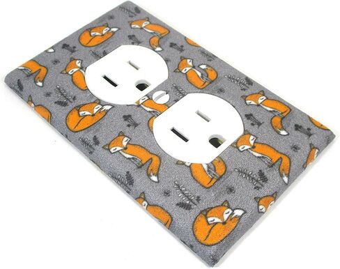 Cute Fox Light Switch Cover Plate Woodland Nursery Decor Handmade Baby Gift Wall Art Decoration (White - Single Standard Toggle) in Saudi Arabia