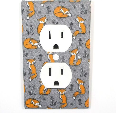 Cute Fox Light Switch Cover Plate Woodland Nursery Decor Handmade Baby Gift Wall Art Decoration (White - Single Standard Toggle) in Saudi Arabia
