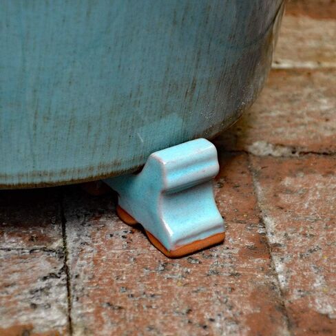 أقدام وعاء سيراميك 3 عبوات - طلاء نحاسي - صنع في الولايات المتحدة الأمريكية - أوعية زهور سيراميك مزجج - صناعة يدوية - طين حجري - مقاوم للصقيع - مصنوع للمزارعين - بطول 3 بوصات × 1.5 بوصة - موصى به للأواني مقاس 14 بوصة - 20 بوصة in Kuwait