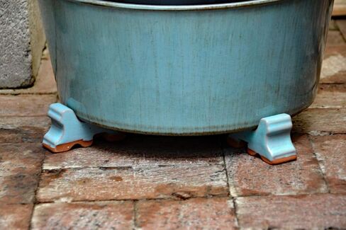 أقدام وعاء سيراميك 3 عبوات - طلاء نحاسي - صنع في الولايات المتحدة الأمريكية - أوعية زهور سيراميك مزجج - صناعة يدوية - طين حجري - مقاوم للصقيع - مصنوع للمزارعين - بطول 3 بوصات × 1.5 بوصة - موصى به للأواني مقاس 14 بوصة - 20 بوصة in Kuwait