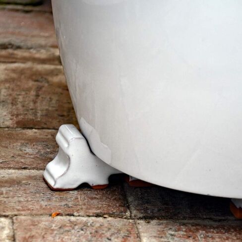 Ceramic Pot Feet 3-Pack -White Glaze- Made In USA- Flower Pot Risers Glazed Ceramic - Handmade - Stoneware Clay - Frost Proof - Made For Planters- 3" Long x 1.5" Tall - Recommended for 14"-20" Pots in Saudi Arabia