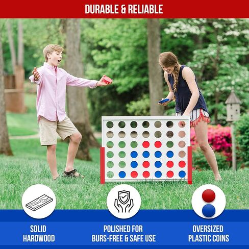 4 in a Row Connect Games | Outdoor Board Game | Giant Family Fun Lawn & Yard Games | Tabletop Outside Game for Adults & Kids | Family Gatherings,Backyard,Carnival (Large - 4 in a Row) in Saudi Arabia