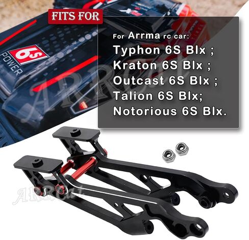 Aluminum Wing Mount Upgrades Part for 1/8 Arrma Typhon 6S BLX,Outcast 6S BLX,Kraton 6S BLX,Notorious 6S BLX,Talion 6S BLX,ARRCat Hops Up Upgrades Part,Replace AR320347 (Black Red) in Saudi Arabia