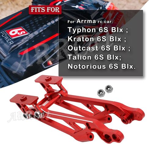 Aluminum Wing Mount Upgrades Part for 1/8 Arrma Typhon 6S BLX,Outcast 6S BLX,Kraton 6S BLX,Notorious 6S BLX,Talion 6S BLX,ARRCat Hops Up Upgrades Part,Replace AR320347 (Black Red) in Saudi Arabia