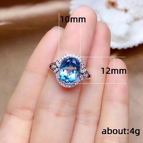 925 Sterling Silver Exquisite Blue Crystal Gem Oval Topaz Perfect Cut Solitaire Cubic Zirconia Ring CZ Women's Ring Eternal Engagement Wedding Ring Jewelry-Making-Patterns in Kuwait