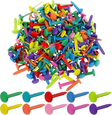 200PCS Paper Fasteners, Mini Brads for Paper Crafts, 0.3" X 0.7" Round Head Fasteners, Metal Brass Paper Fasteners Split Pin for DIY Scrapbooking Projects(Color) in Saudi Arabia