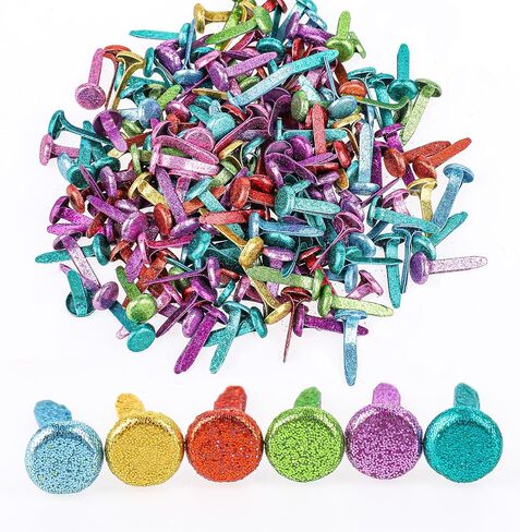 200PCS Paper Fasteners, Mini Brads for Paper Crafts, 0.3" X 0.7" Round Head Fasteners, Metal Brass Paper Fasteners Split Pin for DIY Scrapbooking Projects(Color) in Saudi Arabia