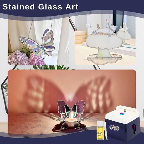 مطحنة الزجاج الملون، آلة مطحنة زجاجية صغيرة مع قطع مطحنة 5/8 بوصة و1 بوصة، طقم زجاج ملون وزيت قطع الزجاج، تستخدم على نطاق واسع لفنون معالجة الزجاج والديكور - من جودورا in Kuwait