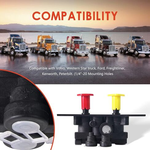 MV3 MV-3 ​​صمام التحكم في لوحة القيادة للشاحنة، وحدة فرامل انتظار المقطورة المتوافقة مع فولفو ويسترن ستار فورد فريتلاينر كينورث بيتربيلت استبدال بنديكس 800519 065186 107433 800529 in Kuwait