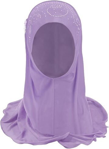 BXT Hijab for Girls 2-6Y, Cute Muslim Islamic Child One Piece Head Scarf with Flower in Saudi Arabia