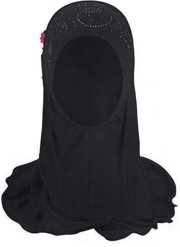 BXT Hijab for Girls 2-6Y, Cute Muslim Islamic Child One Piece Head Scarf with Flower in Saudi Arabia