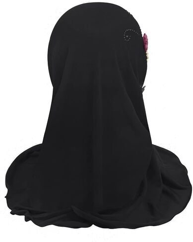 BXT Hijab for Girls 2-6Y, Cute Muslim Islamic Child One Piece Head Scarf with Flower in Saudi Arabia