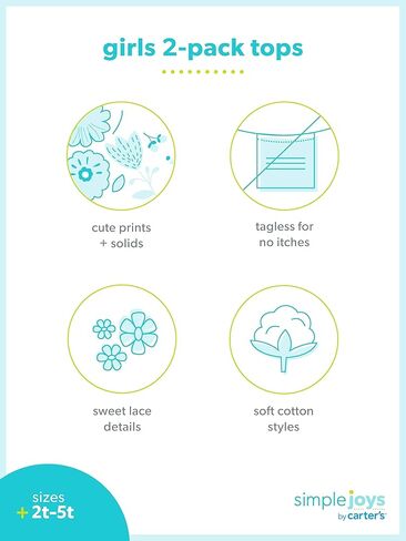 قمصان Simple Joys من Carter's للفتيات بأكمام طويلة، عبوة من 3 قطع in Kuwait