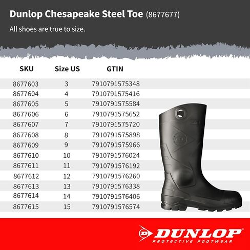 DUNLOP Protective Footwear, Chesapeake steel toe Black Amazon, 100% Waterproof PVC, Lightweight and Durable in Saudi Arabia