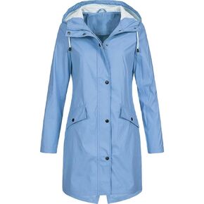 Women's Long Rain Jacket Lightweight Waterproof Long Hooded Raincoat Knee Length Outdoor Travel Windbreaker in Kuwait