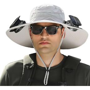Solar Fan Hat for Men Women,UPF50+ Wide Brim Sun Hats with 2 Built-in Solar Powered Fans for Fishing Outdoor Activities in Saudi Arabia