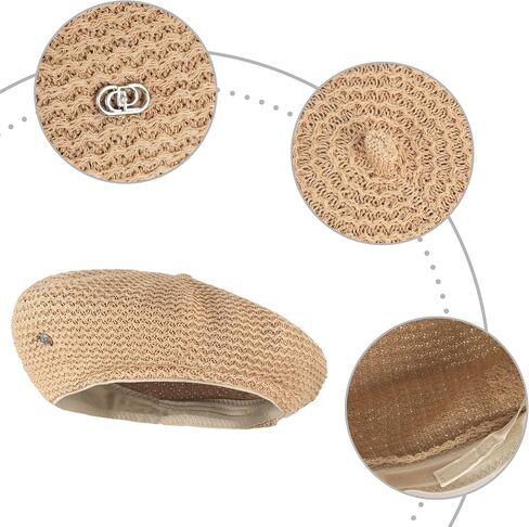Women Summer Straw Woven Sunhat Classic Beret Artist Painter Sun Hat Cap in Kuwait