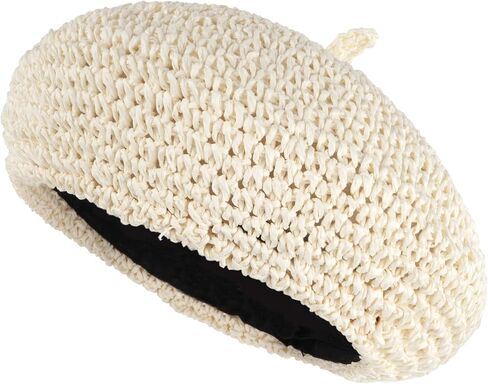 Women Summer Straw Woven Sunhat Classic Beret Artist Painter Sun Hat Cap in Kuwait