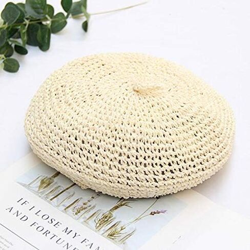 Women Summer Straw Woven Sunhat Classic Beret Artist Painter Sun Hat Cap in Kuwait