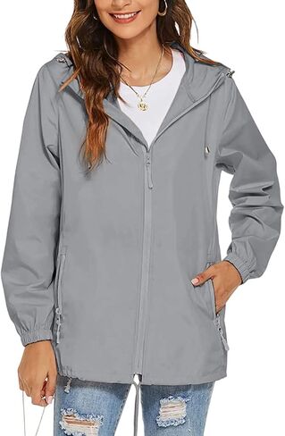 Rain Jacket Women Lightweight Waterproof Hooded Raincoat Packable Windbreaker Jackets with Pockets Fall Fashion 2025 in Kuwait
