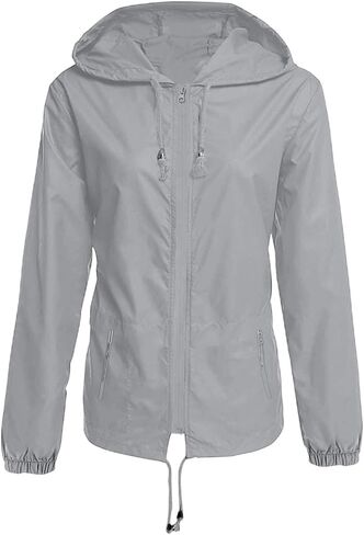 Rain Jacket Women Lightweight Waterproof Hooded Raincoat Packable Windbreaker Jackets with Pockets Fall Fashion 2025 in Kuwait