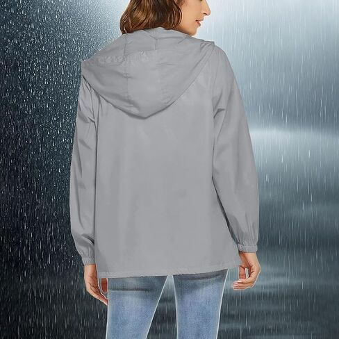Rain Jacket Women Lightweight Waterproof Hooded Raincoat Packable Windbreaker Jackets with Pockets Fall Fashion 2025 in Kuwait