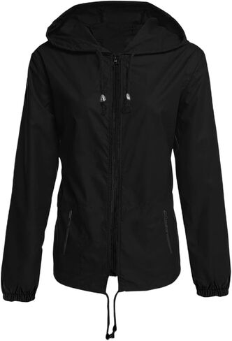 Rain Jacket Women Lightweight Waterproof Hooded Raincoat Packable Windbreaker Jackets with Pockets Fall Fashion 2025 in Kuwait