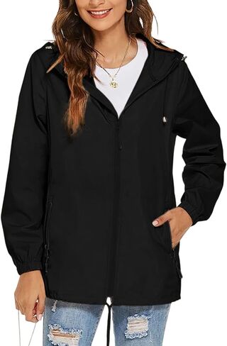 Rain Jacket Women Lightweight Waterproof Hooded Raincoat Packable Windbreaker Jackets with Pockets Fall Fashion 2025 in Kuwait