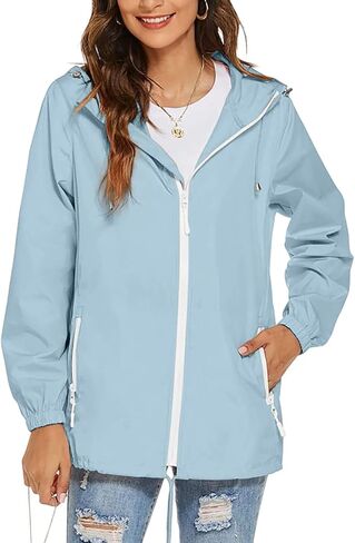 Rain Jacket Women Lightweight Waterproof Hooded Raincoat Packable Windbreaker Jackets with Pockets Fall Fashion 2025 in Kuwait
