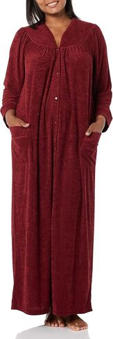 AmeriMark Women Full-Length Snap Front Terrycloth Long Bathrobe – Loose Absorbent Full-Coverage Plush Long Ankle Bath Robe in Saudi Arabia