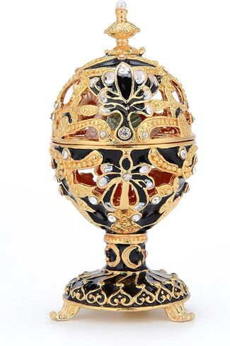 QIFU Vintage Pink Faberge Egg Style Enameled Trinket Box with Cute Mini Swan in Kuwait
