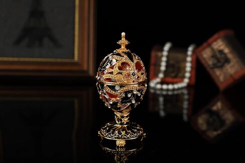 QIFU Vintage Pink Faberge Egg Style Enameled Trinket Box with Cute Mini Swan in Kuwait