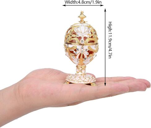QIFU Vintage Pink Faberge Egg Style Enameled Trinket Box with Cute Mini Swan in Kuwait
