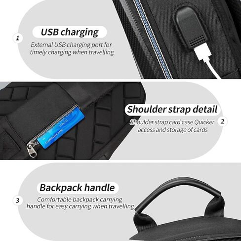 Anti-Theft Crossbody Bag for Men,Travel Sling Bag Real Carbon fiber Hard Shell,Single Strap Backpack with USB and Reset Lock for Hiking Travel in Kuwait