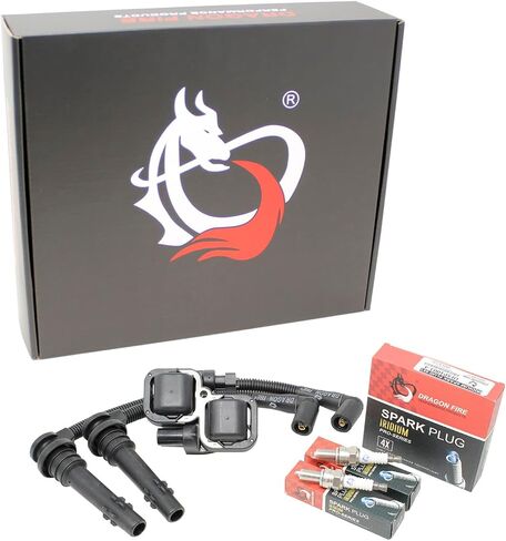 DRAGON FIRE PERFORMANCE Ignition Tune Up Kit w/ Coil, Iridium Spark Plugs, & 8.5mm Spiral Plug Wires Compatible With 13-17 Polaris Ranger 900 1000 XP Crew General 4014033 4010425 MR7F Oem Fit Kit-1477 in Kuwait