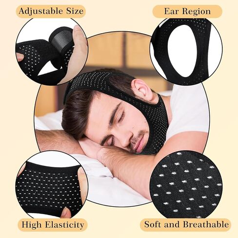 Anti Snoring Devices [Upgraded] - Snoring Relief Chin Strap - Good Sleep Anti Snoring Devices - Snore Less Sleeping Solution for Men and Women - 800mm in Saudi Arabia