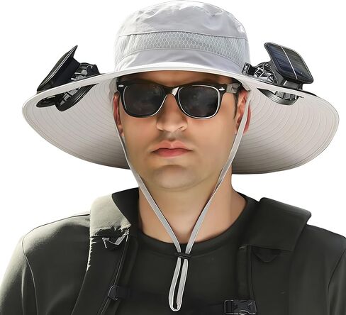 Solar Fan Hat for Men Women,UPF50+ Wide Brim Sun Hats with 2 Built-in Solar Powered Fans for Fishing Outdoor Activities in Saudi Arabia