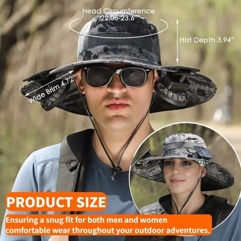 Solar Fan Hat for Men Women,UPF50+ Wide Brim Sun Hats with 2 Built-in Solar Powered Fans for Fishing Outdoor Activities in Saudi Arabia