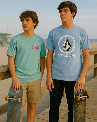 Volcom Boys T Shirt - Cotton Blend Short Sleeve Graphic Tees for Boys - Cool Casual Graphic T Shirts in Kuwait