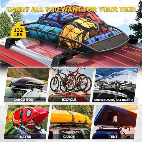 قضبان متقاطعة لحامل السقف من AUXMART مناسبة لسيارة Jeep Renegade 2015 2016 2017 2018 2019 2020 2021 2022 2023، استبدال السكك الحديدية لرف الأمتعة على السطح باللون الأسود، قضبان حامل البضائع من الألومنيوم طراز OE in Kuwait