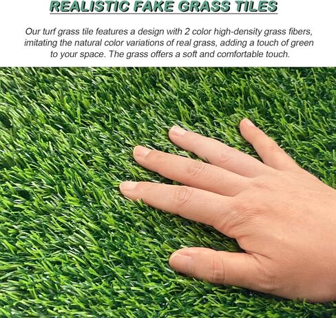 Artificial Grass Turf Tiles Interlocking Set of 35pcs, Self-draining for Pet Indoor/Outdoor Flooring, Grass Green, 12x12in in Saudi Arabia