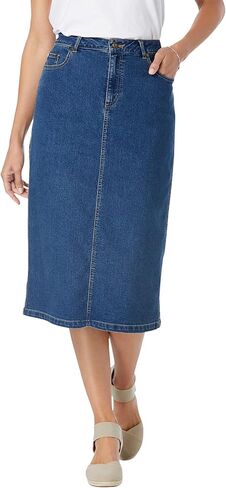 Woman Within Plus Size Petite Stretch Denim Jean Skirt in Saudi Arabia