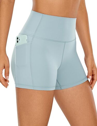 CRZ YOGA Women's Naked Feeling Biker Shorts - 4'' High Waisted Yoga Gym Spandex Shorts Side Pockets Deep Red Small in Saudi Arabia