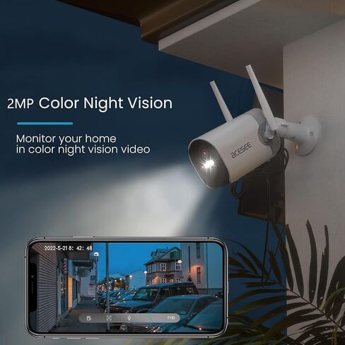 aecsee 2MP Solar Camera Security Outdoor - 360° PTZ Battery Powered Camera 2.4Ghz WiFi 1080P Color Night Vision 2-Way Audio IP66 Waterproof Outside Surveillance Cam in Saudi Arabia